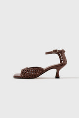 Veronica dark brown woven leather sandals - Souliers Martinez