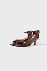 Veronica dark brown woven leather sandals - Souliers Martinez