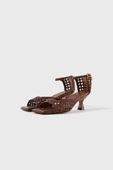Veronica dark brown woven leather sandals - Souliers Martinez