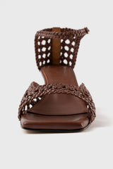 Veronica dark brown woven leather sandals - Souliers Martinez