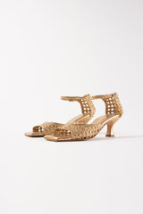 VERONICA - Gold Woven Leather Sandals