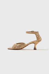 Veronica gold woven leather sandals - Souliers Martinez