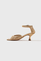 Veronica gold woven leather sandals - Souliers Martinez