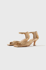 Veronica gold woven leather sandals - Souliers Martinez