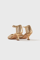 Veronica gold woven leather sandals - Souliers Martinez