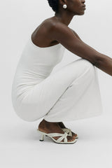 AMANDA - White Woven Leather Sandals