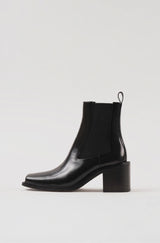 DALLAS - Black Polished Leather Ankle Boots