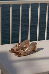 ERNESTINA - Gold Woven Leather Sandals