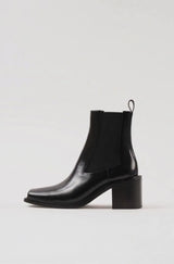 DALLAS - Black Polished Leather Ankle Boots