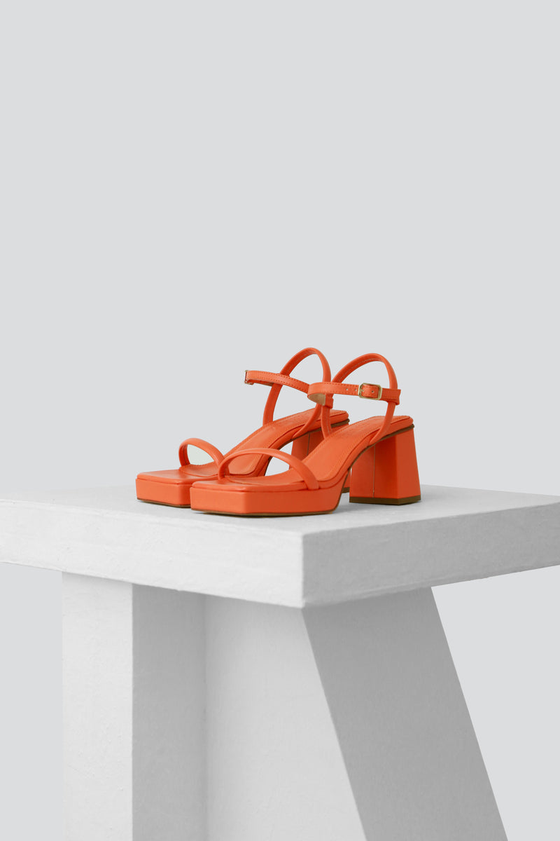 ANDALUCIA - Orange Leather Platform Sandals