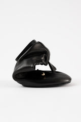 ALBA - Black Leather Laced Flat Shoes