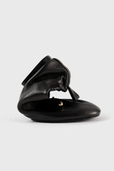 ALBA - Black Leather Laced Flat Shoes