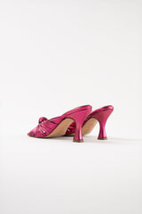 ALCALA - Pink Metal Leather Knot Sandals