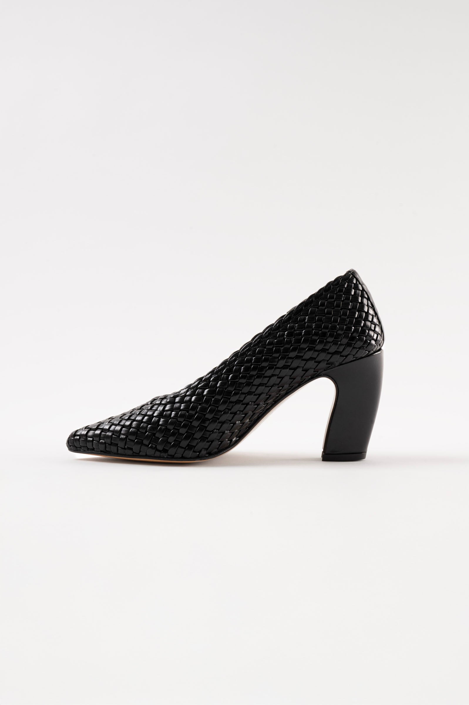 CANDICE - Black Woven Leather Pumps