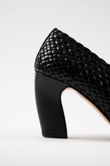 CANDICE - Black Woven Leather Pumps