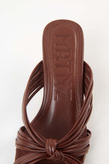 AMANDA - Dark Brown Woven Leather Sandals