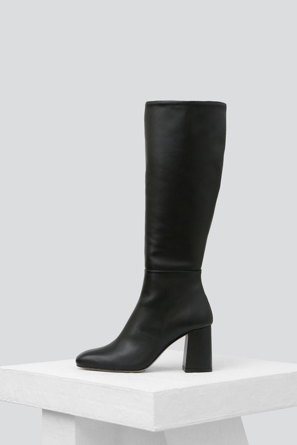ANABEL - Black Leather Knee-High Boots