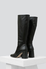 ANABEL - Black Leather Knee-High Boots