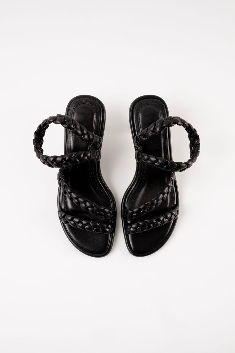 ANAYA - Black Woven Leather Sandals