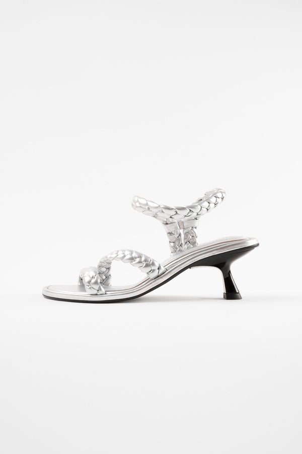 ANAYA - Silver Woven Leather Sandals