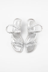 ANAYA - Silver Woven Leather Sandals