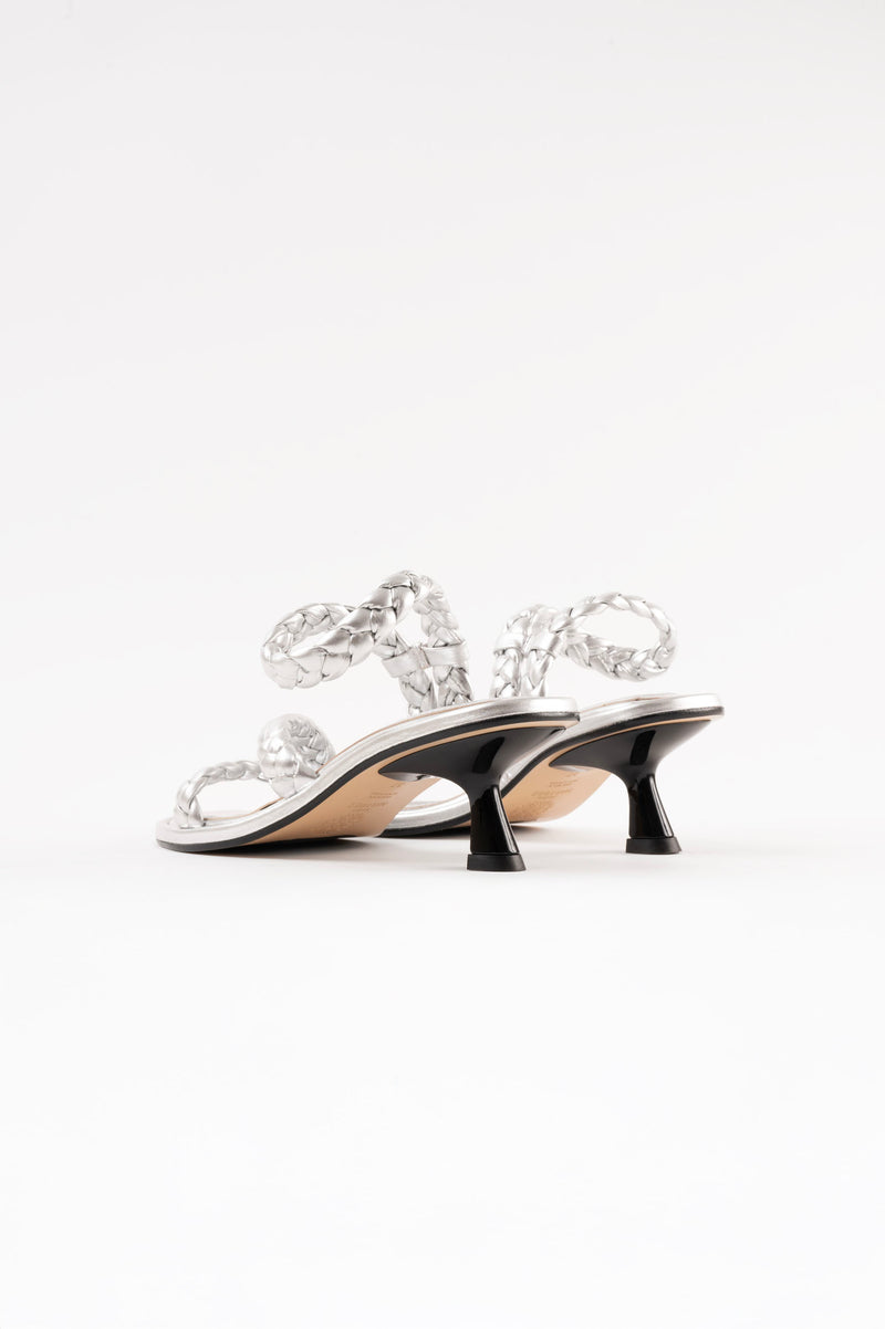 ANAYA - Silver Woven Leather Sandals