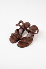 ANAYA - Dark Brown Woven Leather Sandals