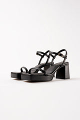 ANDALUCIA - Black Leather Platform Sandals