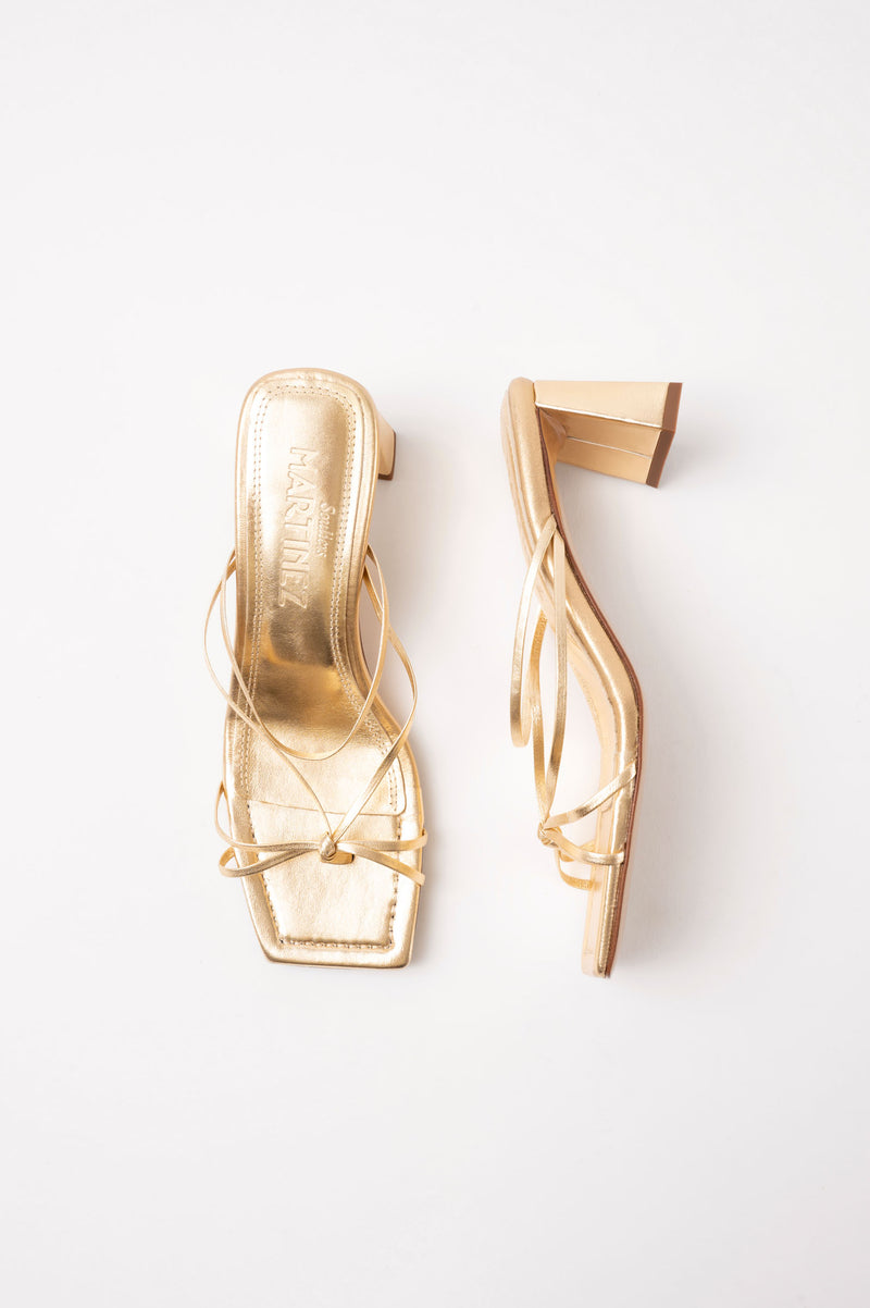 ARANDINA - Gold Leather Strappy Sandals