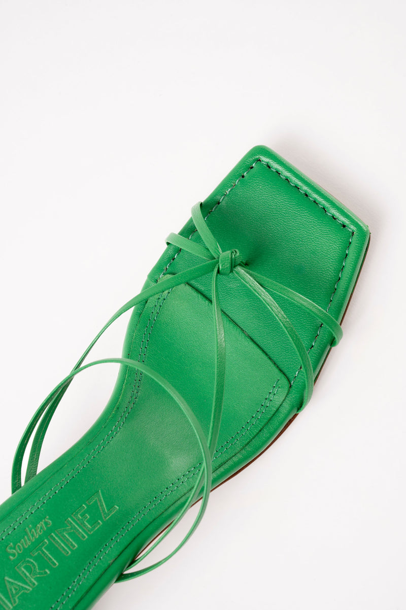 ARANDINA - Green Leather Strappy Sandals