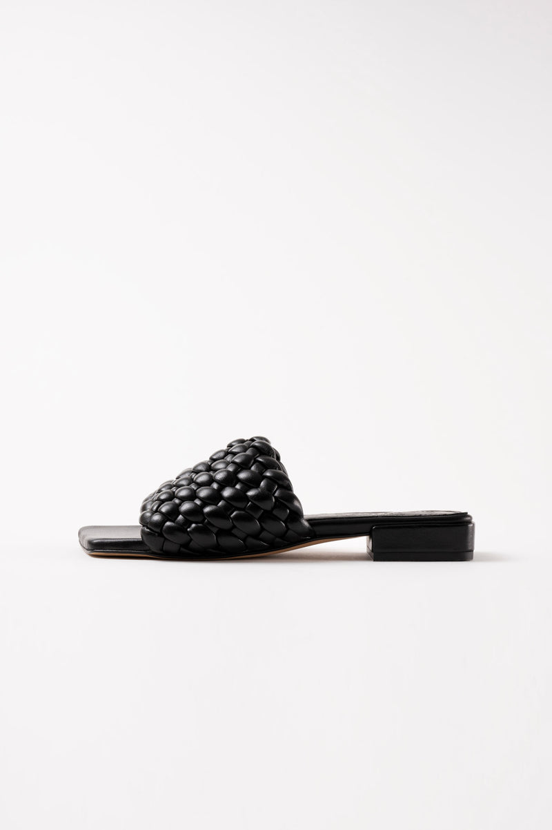 ASTER - Black Woven Leather Flats