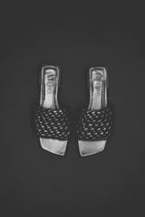 ASTER - Black Woven Leather Flats