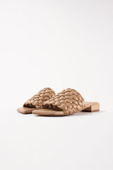 ASTER - Light Brown Woven Leather Flats