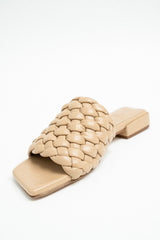 ASTER - Light Brown Woven Leather Flats
