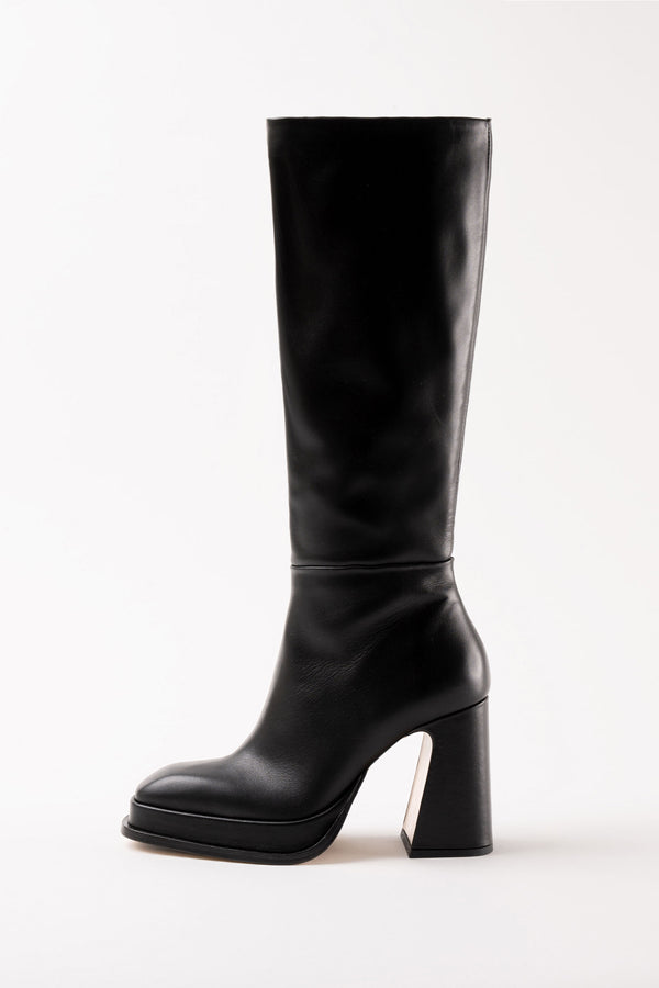 BEGONIA - Black Leather Platform Boots