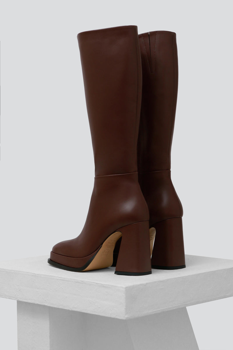 BEGONIA - Deep Chocolate Leather Platform Boots