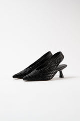 BIANCA - Black Woven Leather Pumps