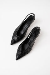 BIANCA - Black Woven Leather Pumps