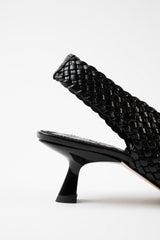 BIANCA - Black Woven Leather Pumps