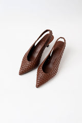 BIANCA - Dark Brown Woven Leather Pumps