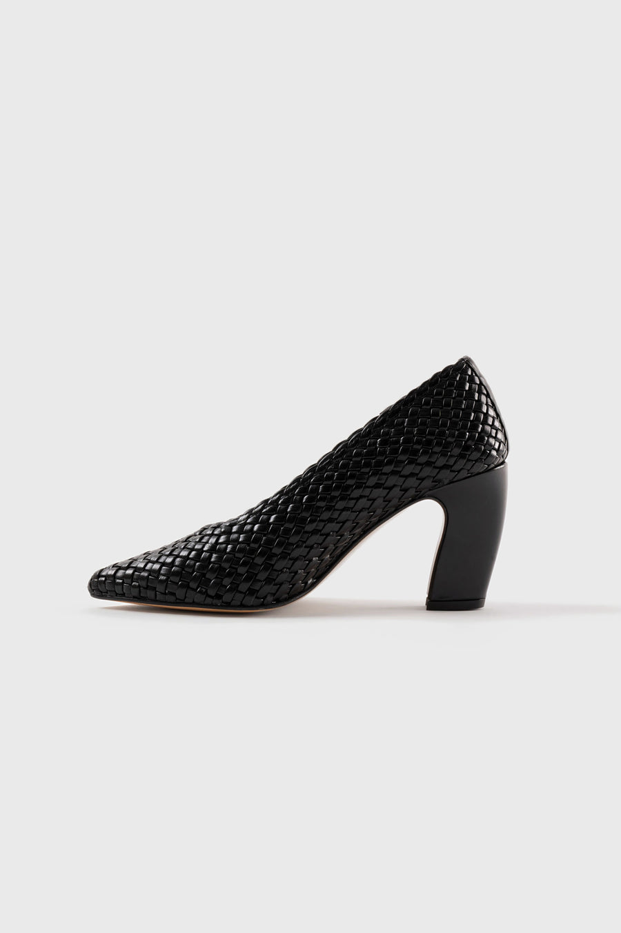 CANDICE - Black Woven Leather Pumps
