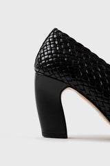 CANDICE - Black Woven Leather Pumps