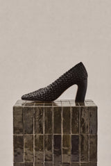 CANDICE - Black Woven Leather Pumps
