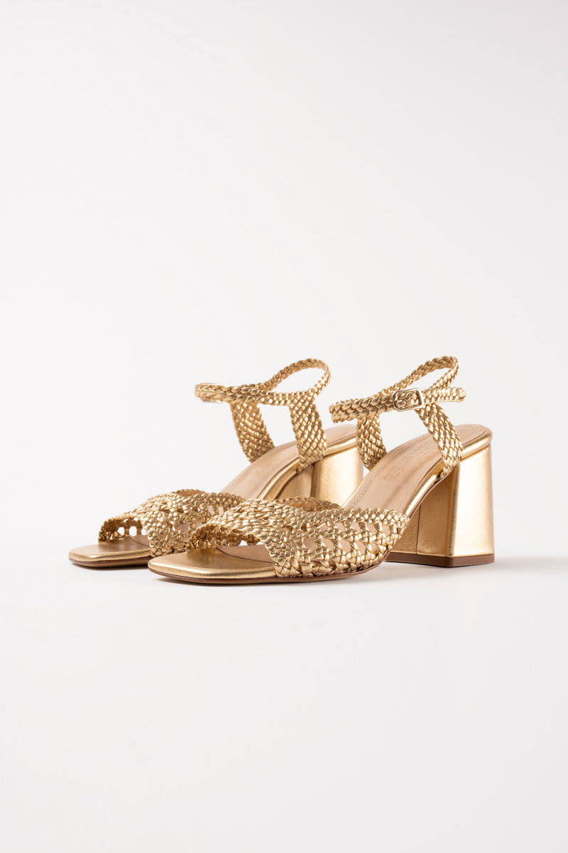 CAPRI - Gold Woven Leather Sandals