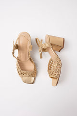 CAPRI - Gold Woven Leather Sandals