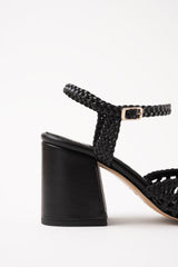 CAPRI - Black Woven Leather Sandals