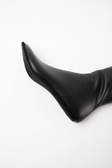 CARLA - Black Faux Stretch Leather Socks