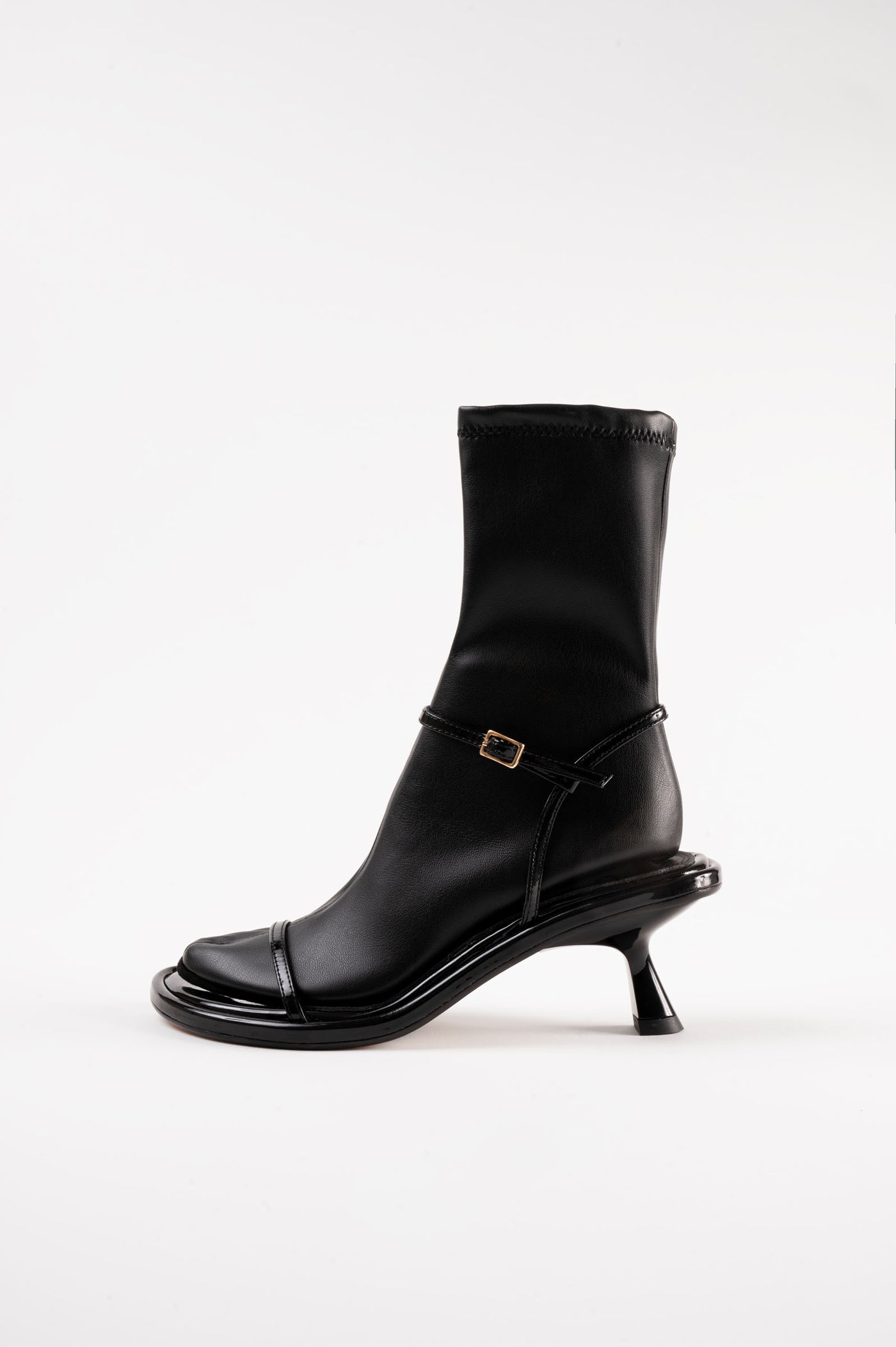 CARLA - Black Faux Stretch Leather Socks – Souliers Martinez