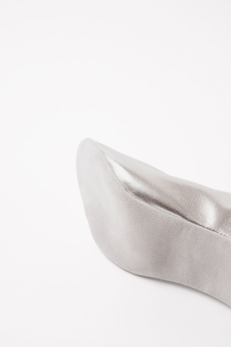 CARLA - Silver Faux Stretch Leather Socks