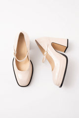 CASILDA - Off-White Patent Leather Mary Jane Pumps
